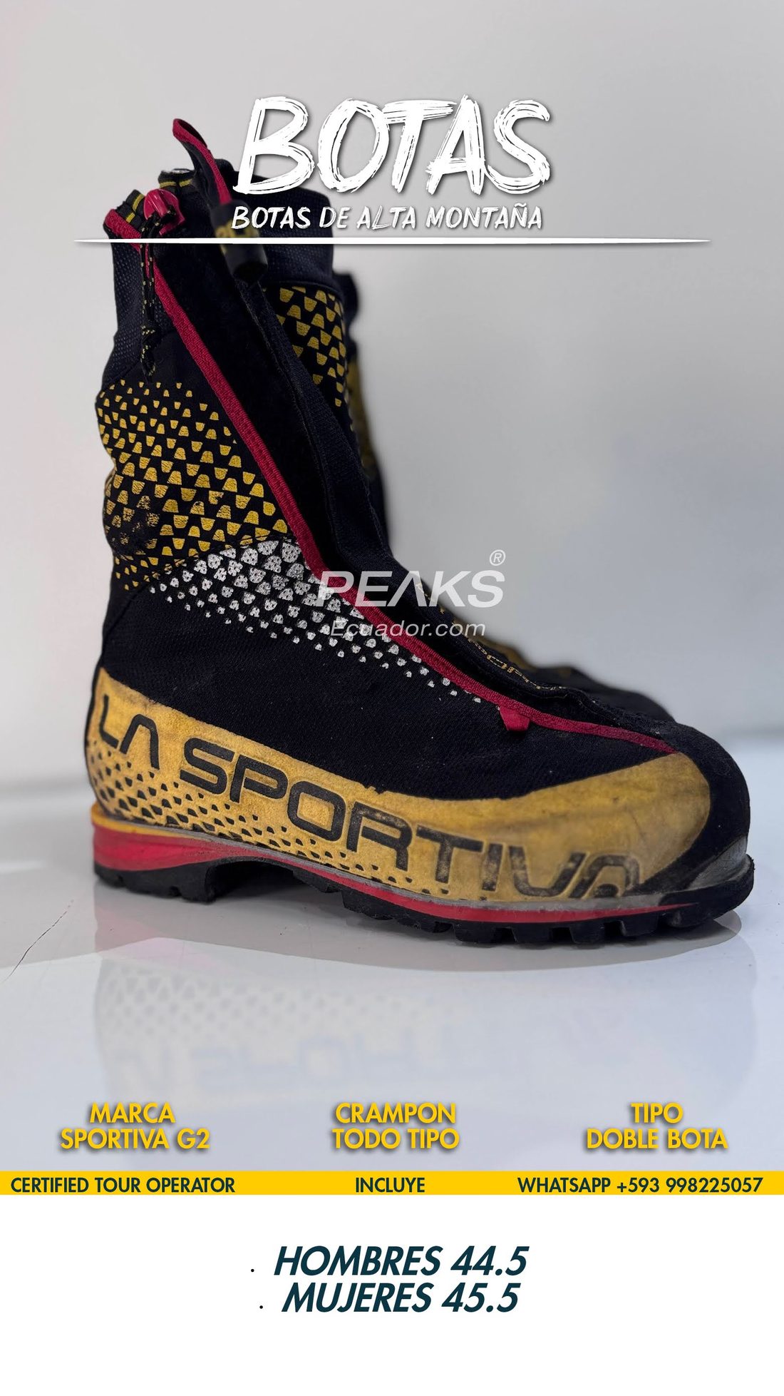 Botas La Sportiva G2 · H 44.5 / M 45.5 — PEAKS Ecuador
