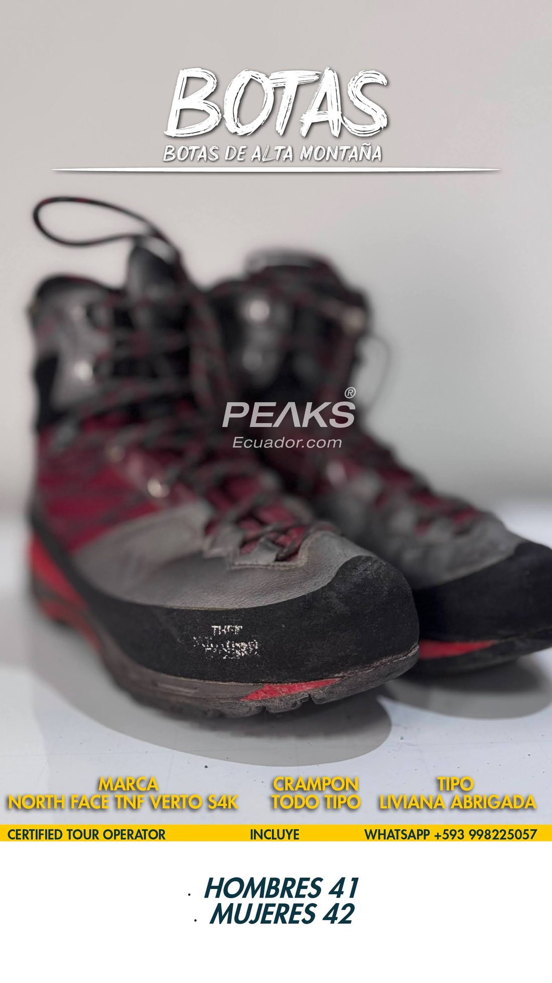 Botas North Face Verto S4K · H 41 / M 42 — PEAKS Ecuador