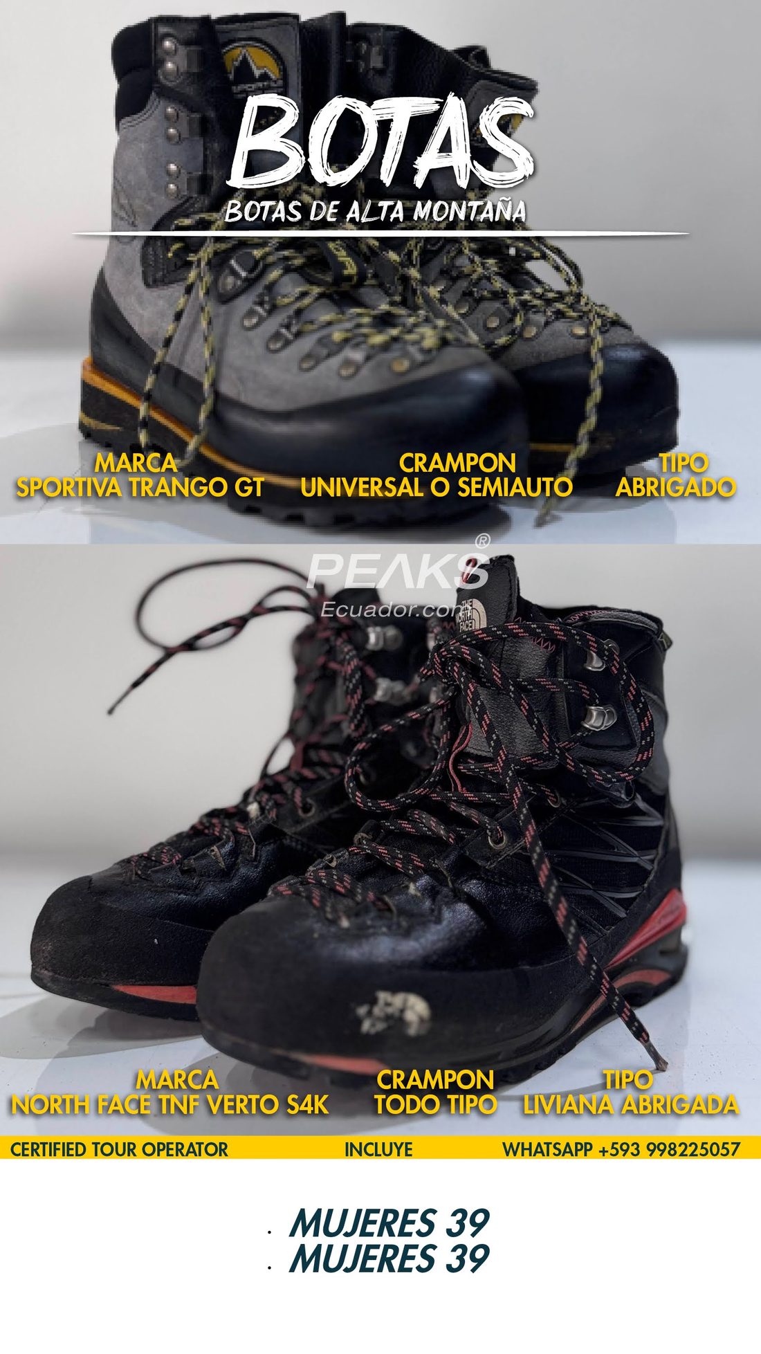 Botas La Sportiva Trango GT + North Face Verto S4K · M 39 — PEAKS Ecuador