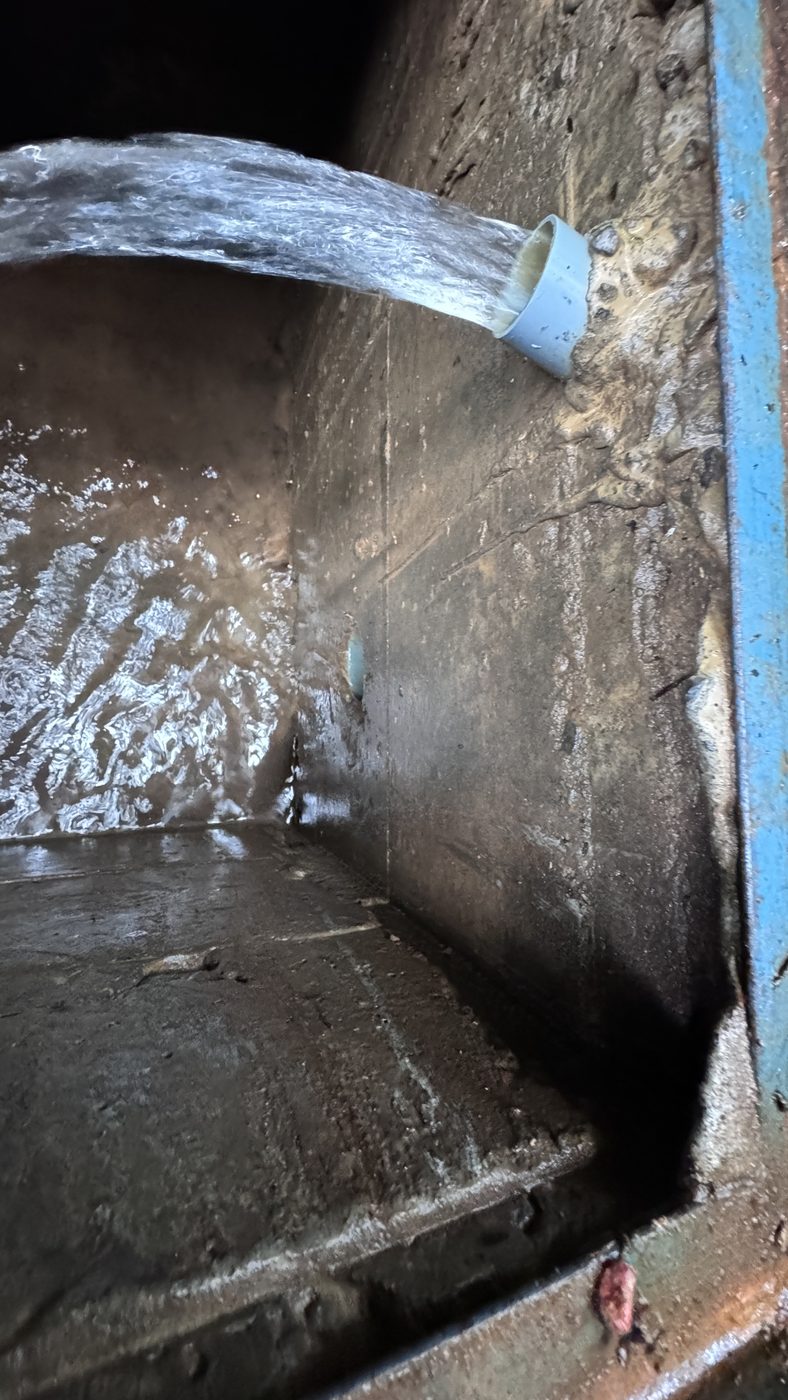 Water entering the tank